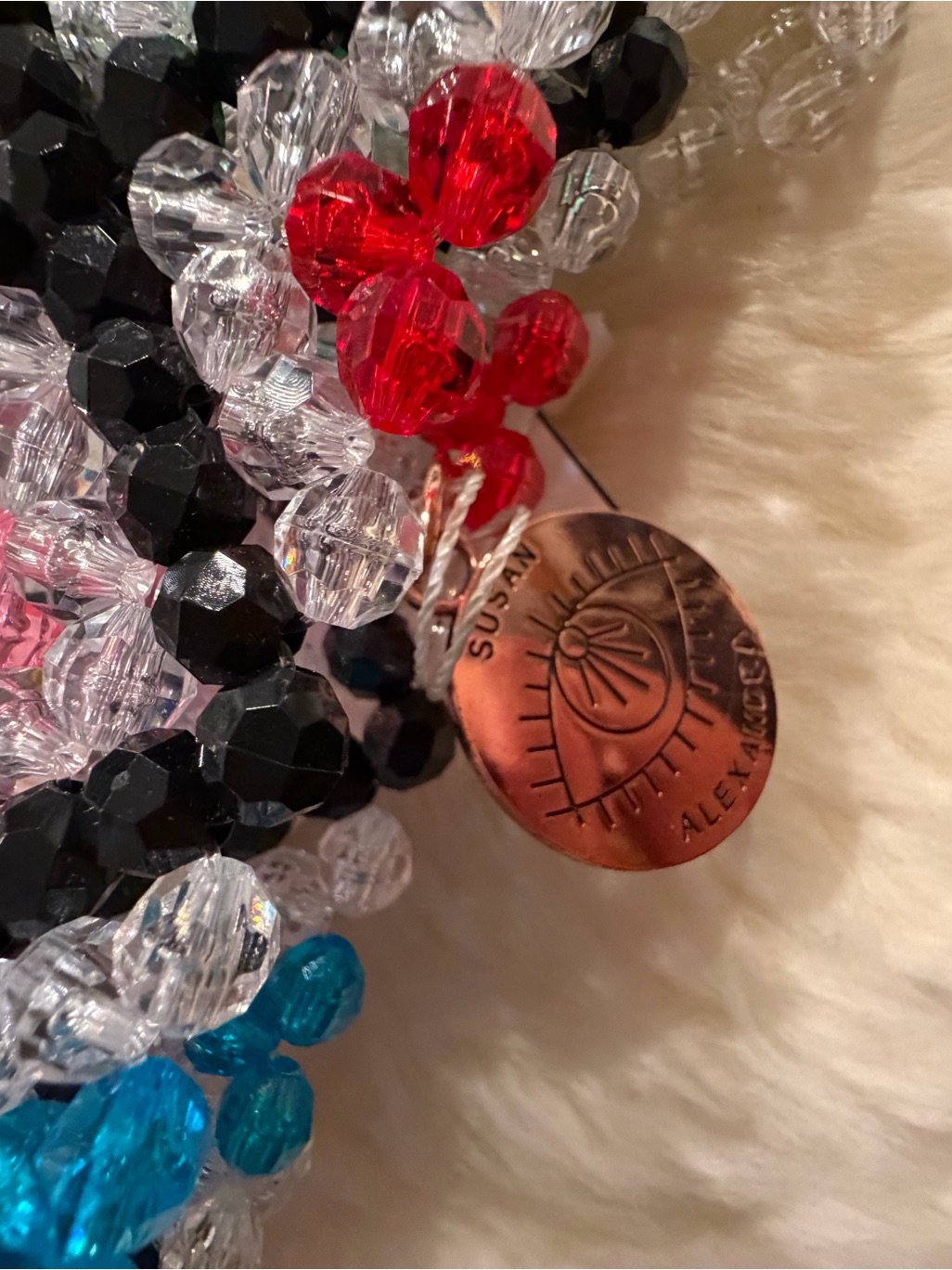 Susan Alexandra Clear Beaded Mini Bag With Multicolor Flower Beads — image 3 of 3